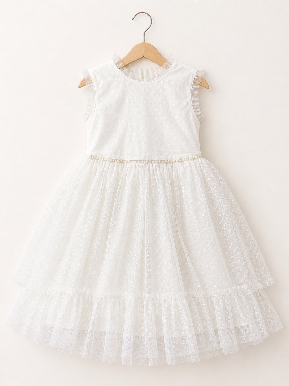 Mini Boden 5-6 White Girls' Layered Tulle Dress